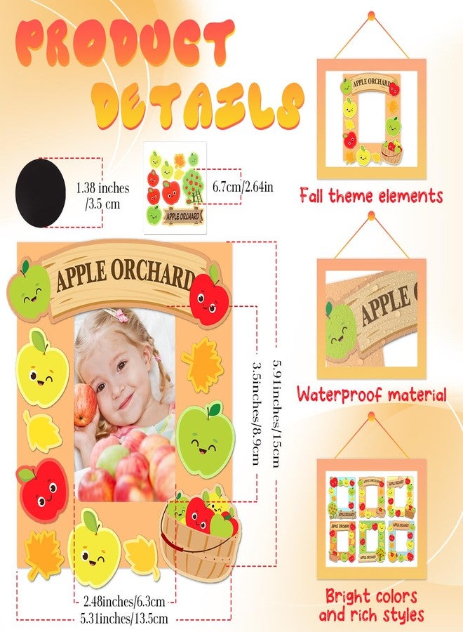 Blueweenly 24 Sets Apple Crafts Fall Picture Frames Crafts Bulk DIY Apple Orchard Patch Magnet Photo Frames Art and Craft for Autumn Thanksgiving Harvest Party Favors Gifts Holiday Activities - Image 2